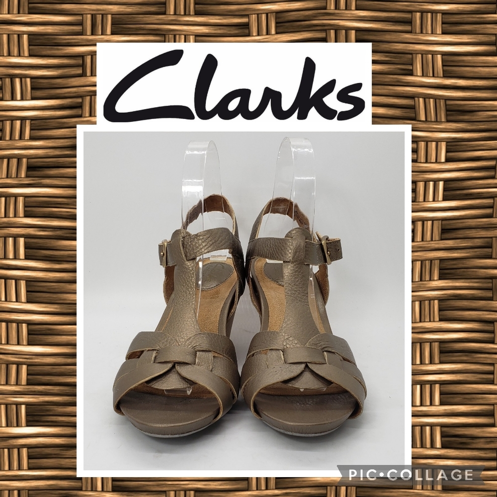 Clarks Artisan Metallic Wedges Size 8